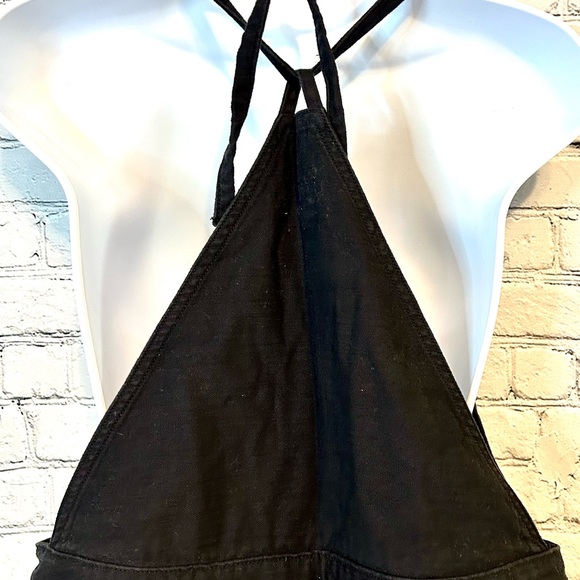 American Eagle Black Denim Distressed Shorts Overalls / medium - Picture 7 of 12